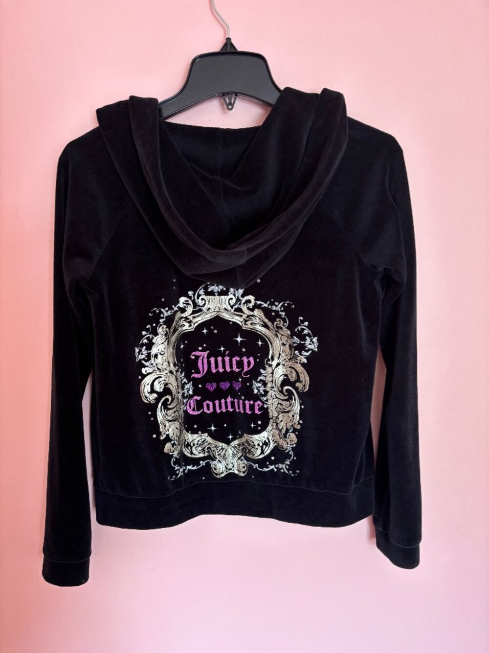 Juicy Couture Y2k black velvet zip-up jacket